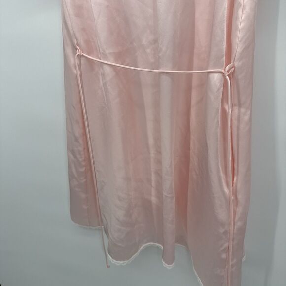 Indulgence Vintage Pink Satin Lace Robe Size Small Coquette - Picture 7 of 10